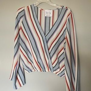 Striped long sleeve name brand crop